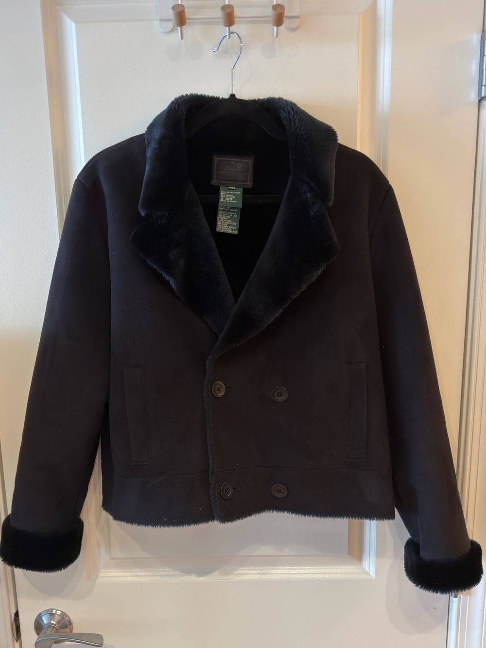 Lauren Ralph Lauren Black Faux Shearling Collar Jacket